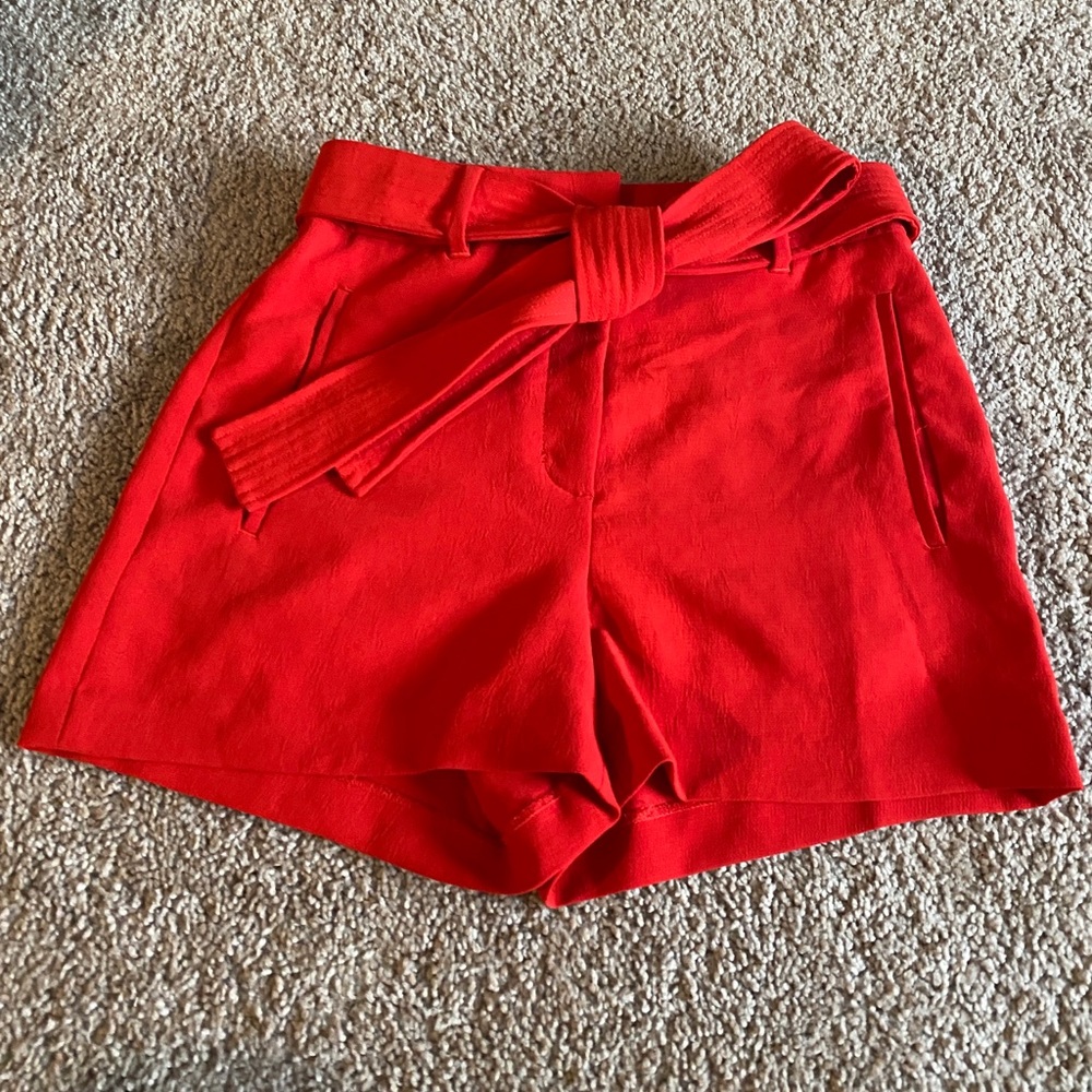 Aritzia Wilfred red tie-front shorts